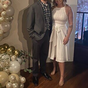 White High Waist A-Line Midi Length Skater Skirt with Pockets